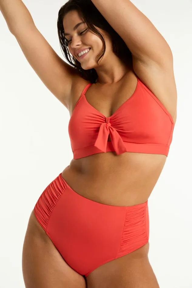 Sea Level Bottoms Essentials Edit High Waist Gathered Side Pant Eco Essentials Flame 8211 Women