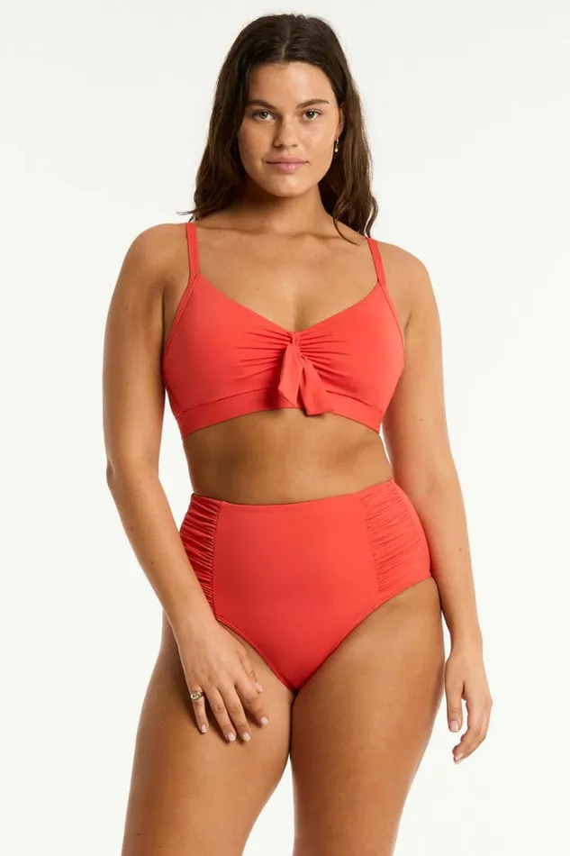 Sea Level Bottoms Essentials Edit High Waist Gathered Side Pant Eco Essentials Flame 8211 Women