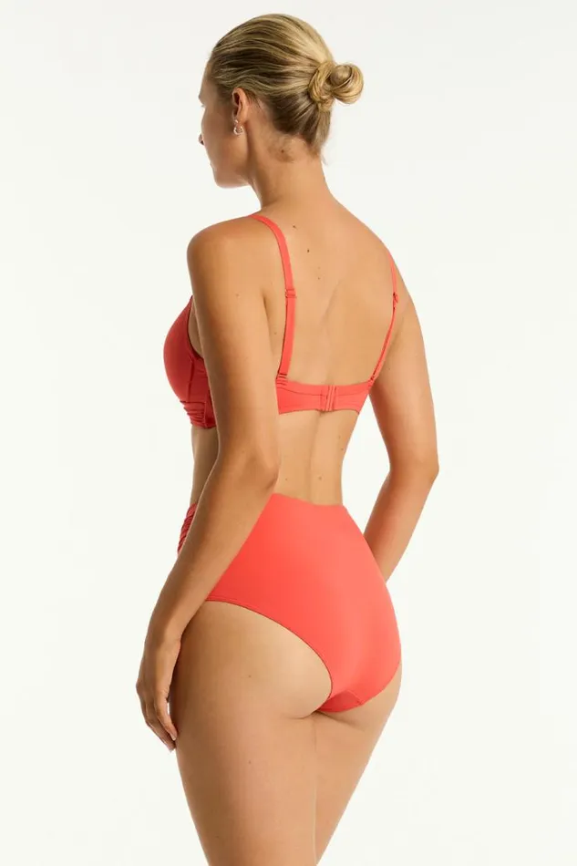 Sea Level Bottoms Essentials Edit High Waist Gathered Side Pant Eco Essentials Flame 8211 Women