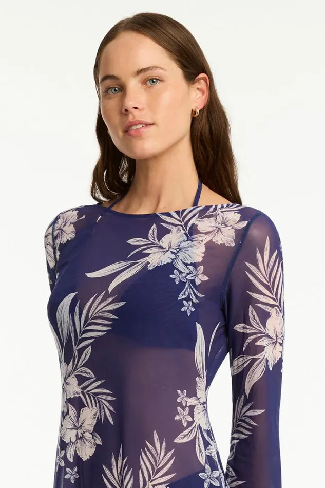 Sea Level Dresses Aloha Mesh Long Dress Aloha French Navy 8211 Women