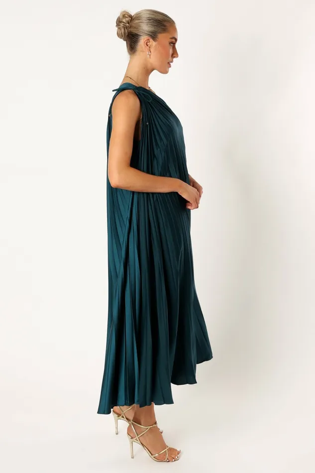 Selena One Shoulder Midi Dress Emerald Event Dresses Petal and Pup Women
