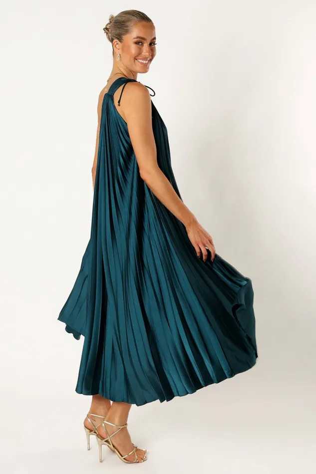 Selena One Shoulder Midi Dress Emerald Event Dresses Petal and Pup Women