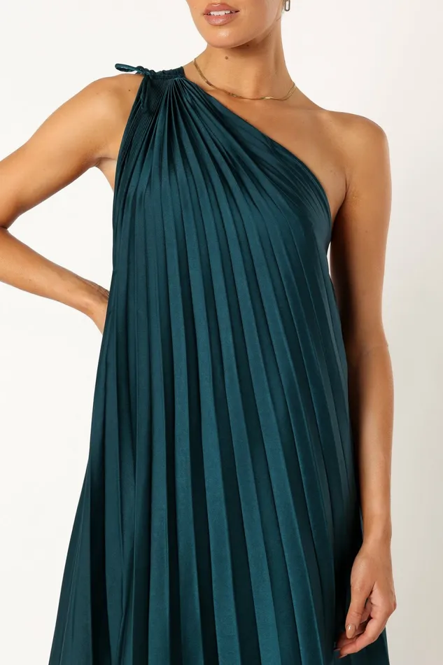 Selena One Shoulder Midi Dress Emerald Event Dresses Petal and Pup Women