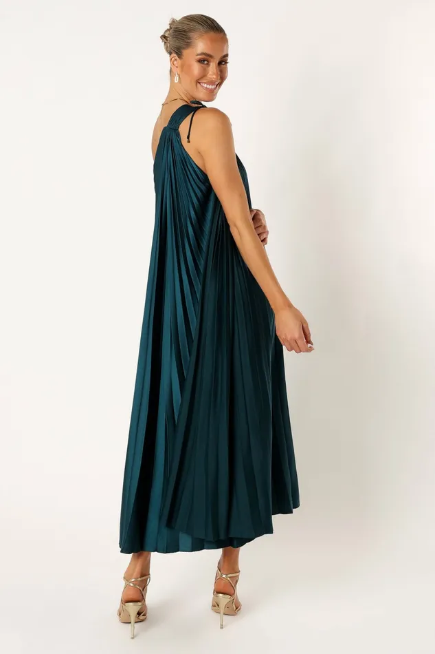 Selena One Shoulder Midi Dress Emerald Event Dresses Petal and Pup Women