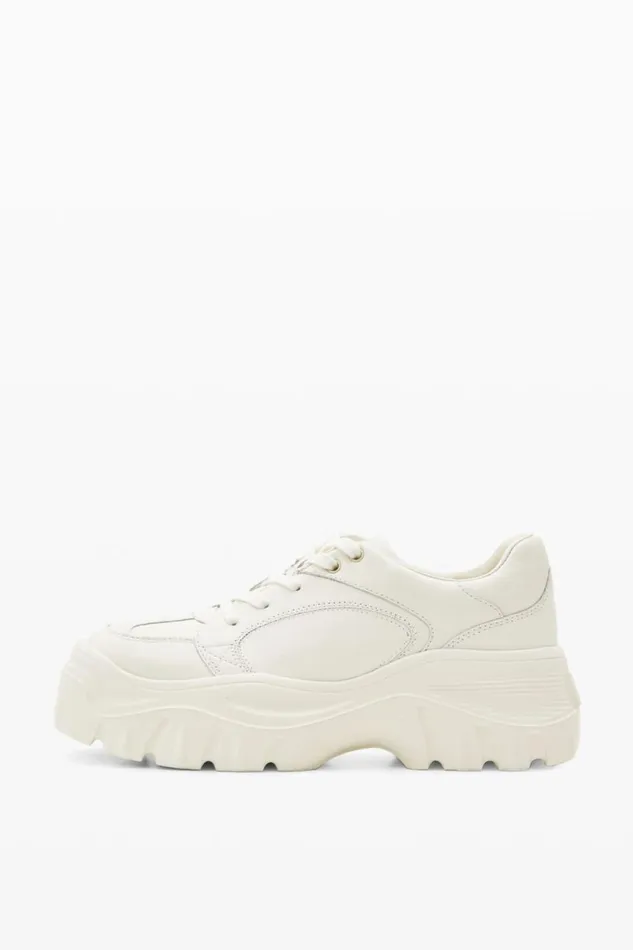 Shoes Women Desigual Chunky Leather Sneakers White
