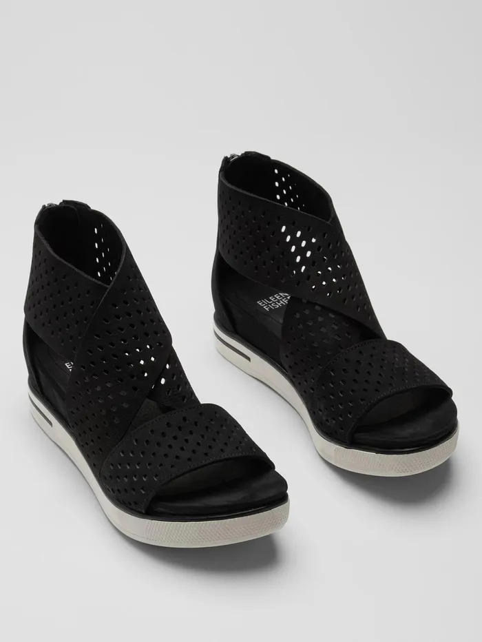 Shoes Women Eileen Fisher Sport Tumbled Nubuck Sneaker Sandal Black