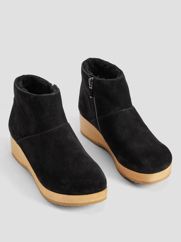 Shoes Women Eileen Fisher Warm Suede Clog Bootie Black