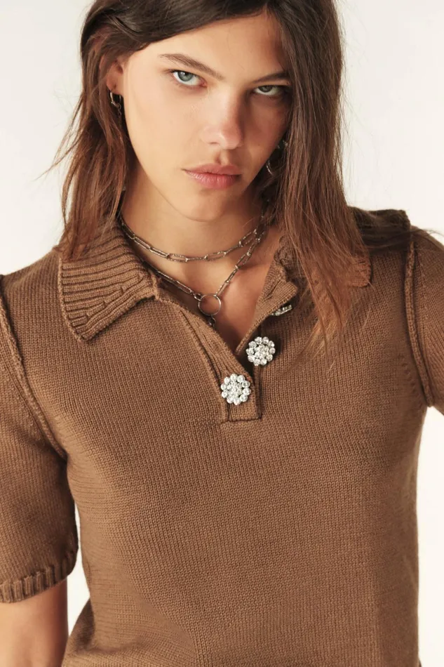 Short Polo Tylak Gray Women Baandsh Sweaters and Cardigans
