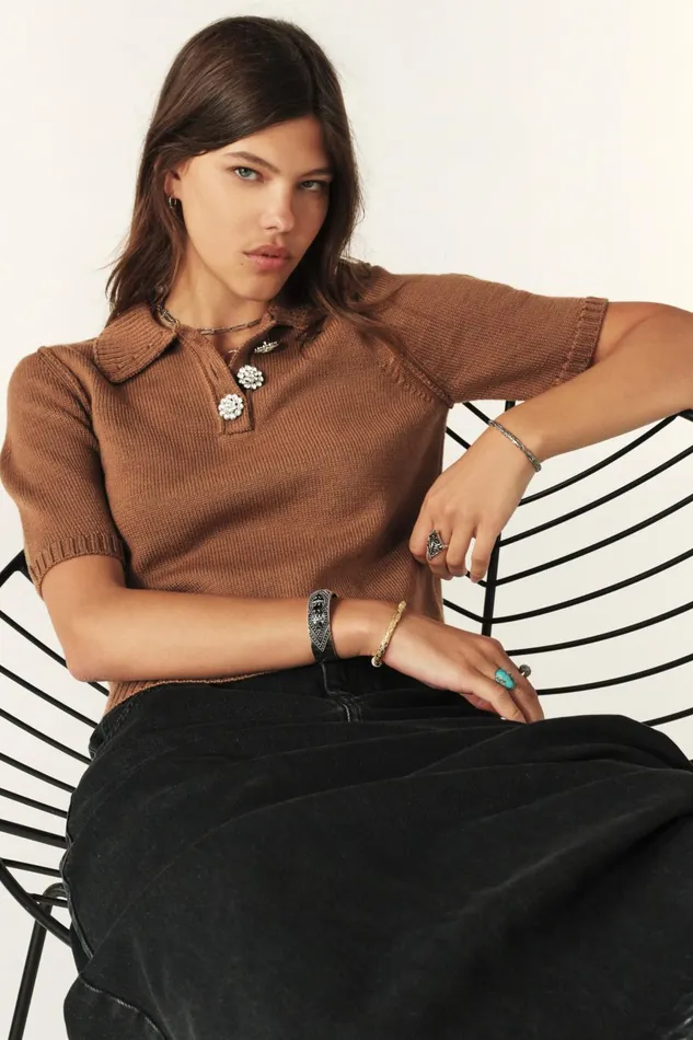 Short Polo Tylak Gray Women Baandsh Sweaters and Cardigans
