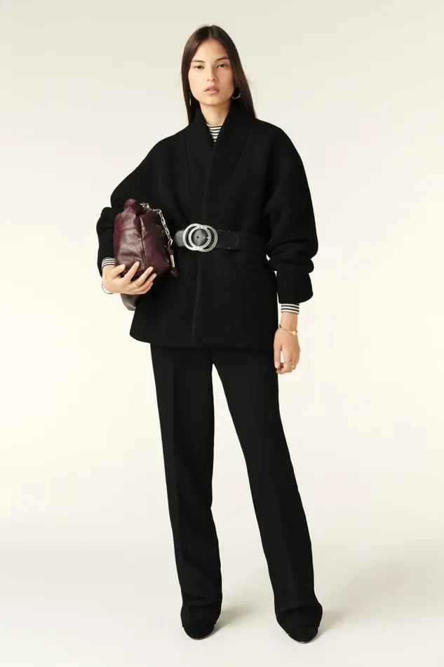 Short Tweed Coat Carole Black Women Baandsh Jackets and Coats