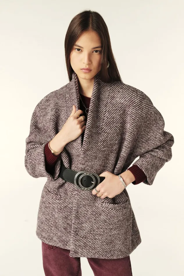 Short Tweed Coat Carole Black Women Baandsh Jackets and Coats