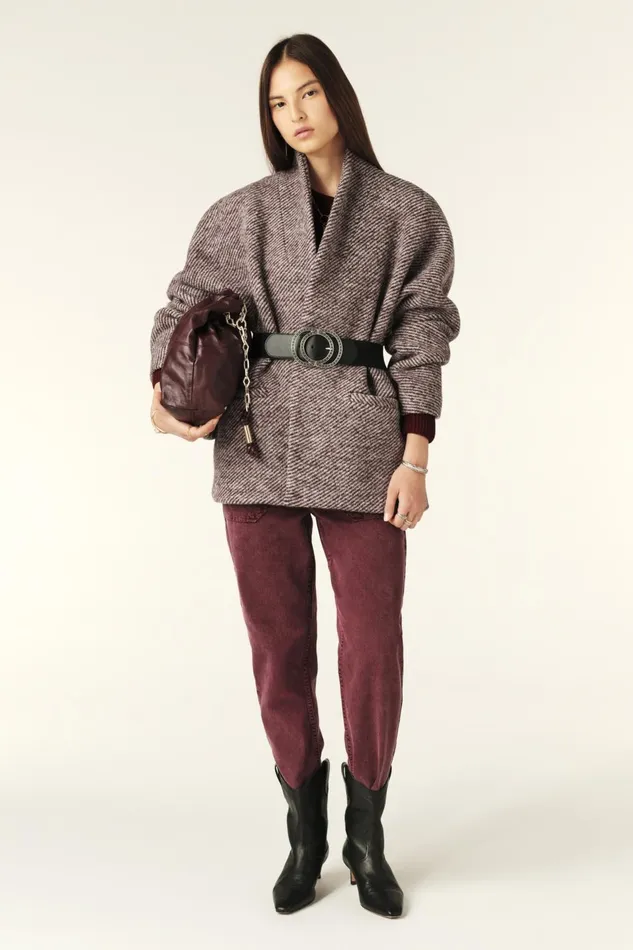 Short Tweed Coat Carole Black Women Baandsh Jackets and Coats
