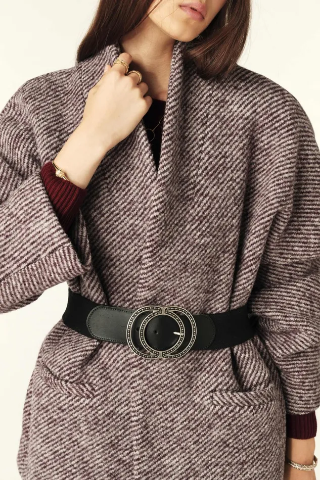 Short Tweed Coat Carole Black Women Baandsh Jackets and Coats