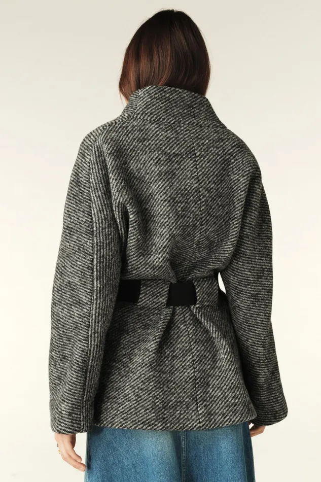 Short Tweed Coat Carole Black Women Baandsh Jackets and Coats