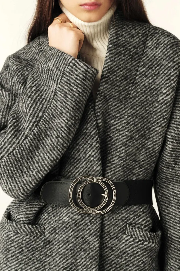 Short Tweed Coat Carole Black Women Baandsh Jackets and Coats