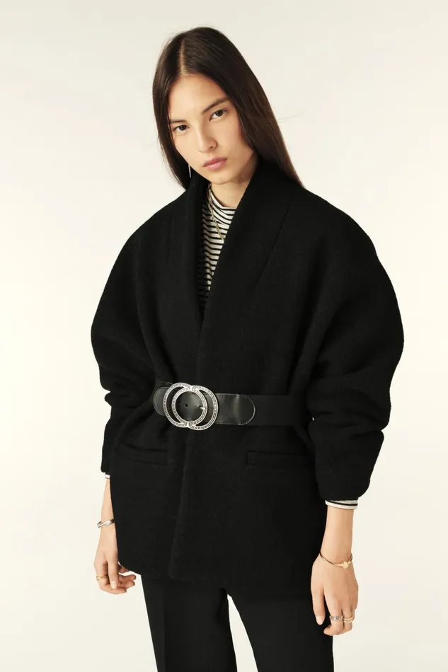 Short Tweed Coat Carole Black Women Baandsh Jackets and Coats