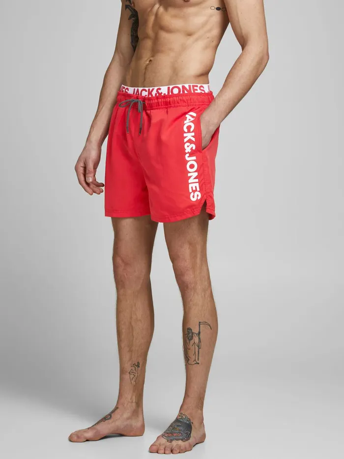 Shorts JACK and JONES Mens BALI LOGO SWIM SHORTS Red Flame Scarlet For Sale