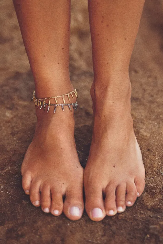 Silver Ankle Bracelet Pure Gray Women Baandsh Jewelry