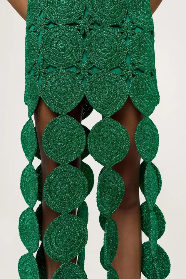 Simon Miller Dresses Women Beep Beep Dress In Gummy Green Hand Knit Lurex Crochet Simon Miller Dresses Women Beep Beep Dress In Gummy Green Hand Knit Lurex Crochet