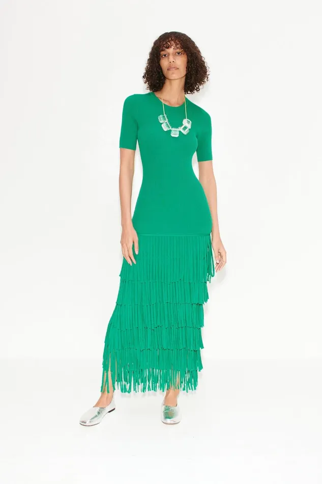 Simon Miller Dresses Women Za Za Fringe Dress In Jade Simon Miller Dresses Women Za Za Fringe Dress In Jade