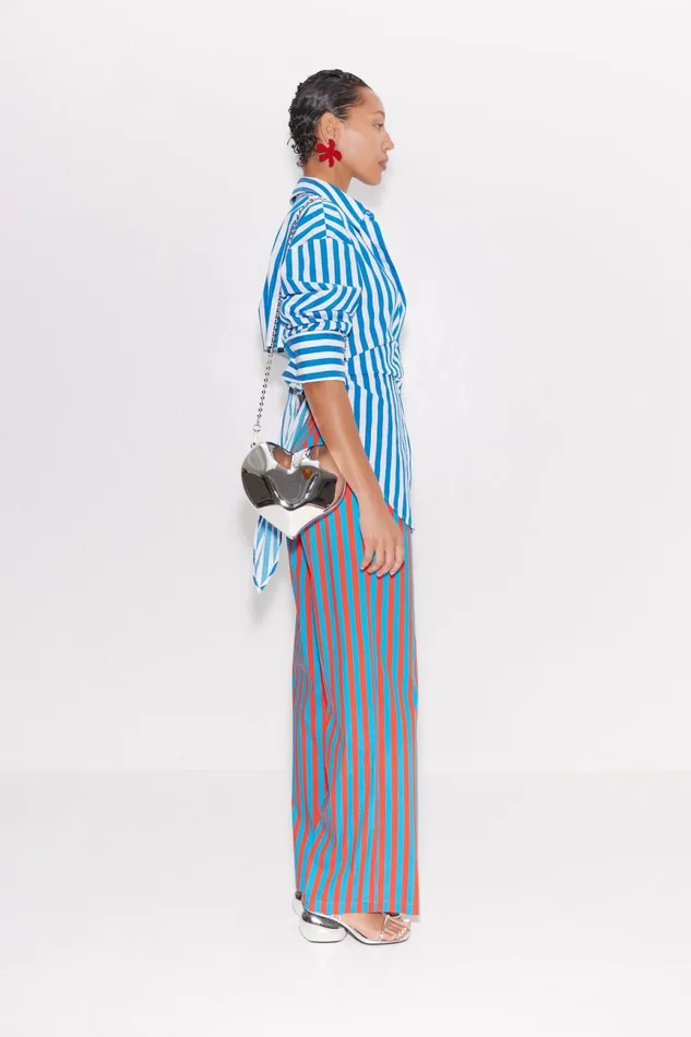 Simon Miller Sets Women Pia Striped Poplin Pant In BluePaprika Stripe Cotton