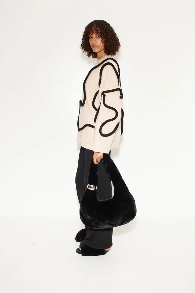 Simon Miller Sweaters Women Simon Miller Leith Squiggle Knit Sweater In CreamBlack Simon Miller Sweaters Women Simon Miller Leith Squiggle Knit Sweater In CreamBlack