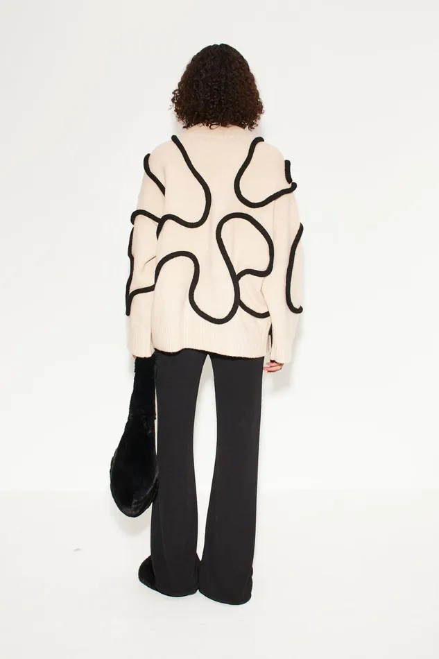 Simon Miller Sweaters Women Simon Miller Leith Squiggle Knit Sweater In CreamBlack Simon Miller Sweaters Women Simon Miller Leith Squiggle Knit Sweater In CreamBlack
