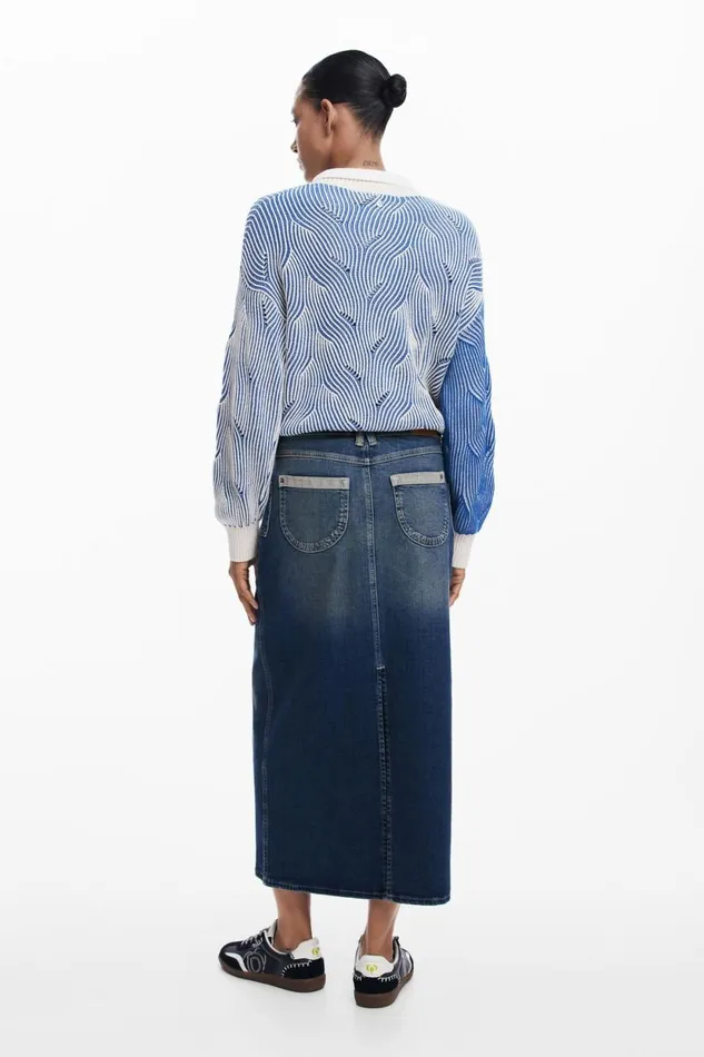 Skirts And Shorts Women Desigual Denim Midi Skirt Blue