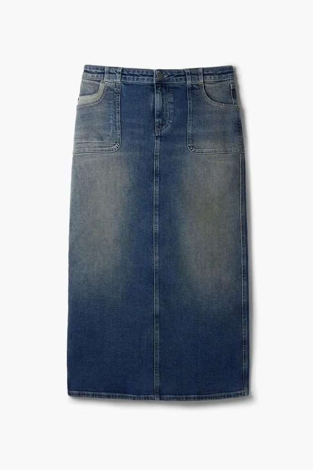 Skirts And Shorts Women Desigual Denim Midi Skirt Blue