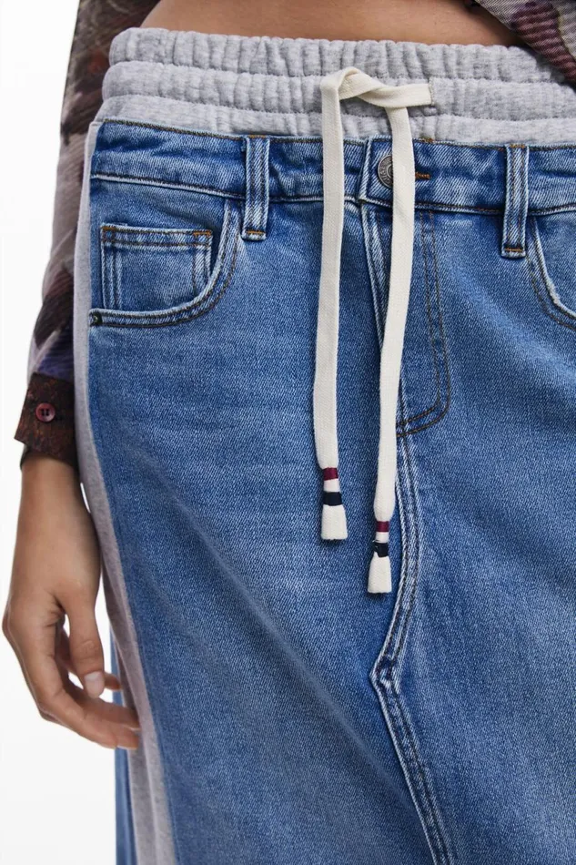 Skirts And Shorts Women Desigual Hybrid Denim Midi Skirt Blue