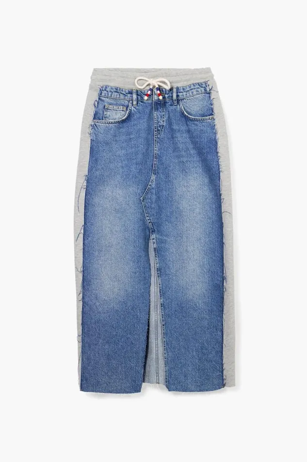 Skirts And Shorts Women Desigual Hybrid Denim Midi Skirt Blue