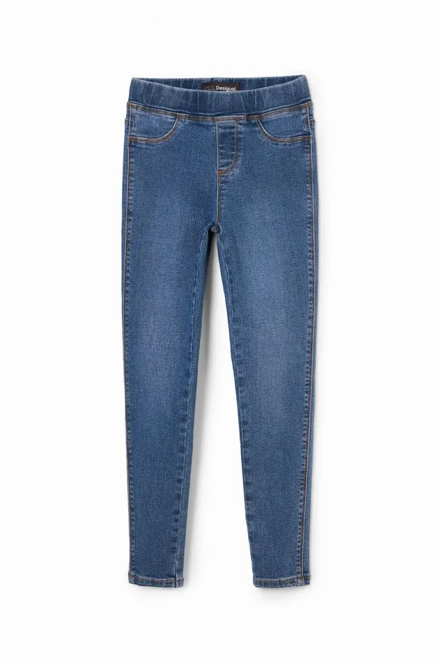 Skirts And Trousers Kids Desigual Elastic Denim Leggings Blue