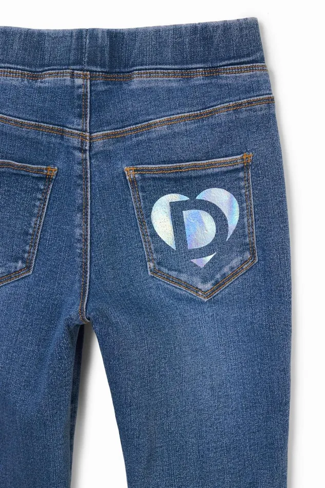 Skirts And Trousers Kids Desigual Elastic Denim Leggings Blue