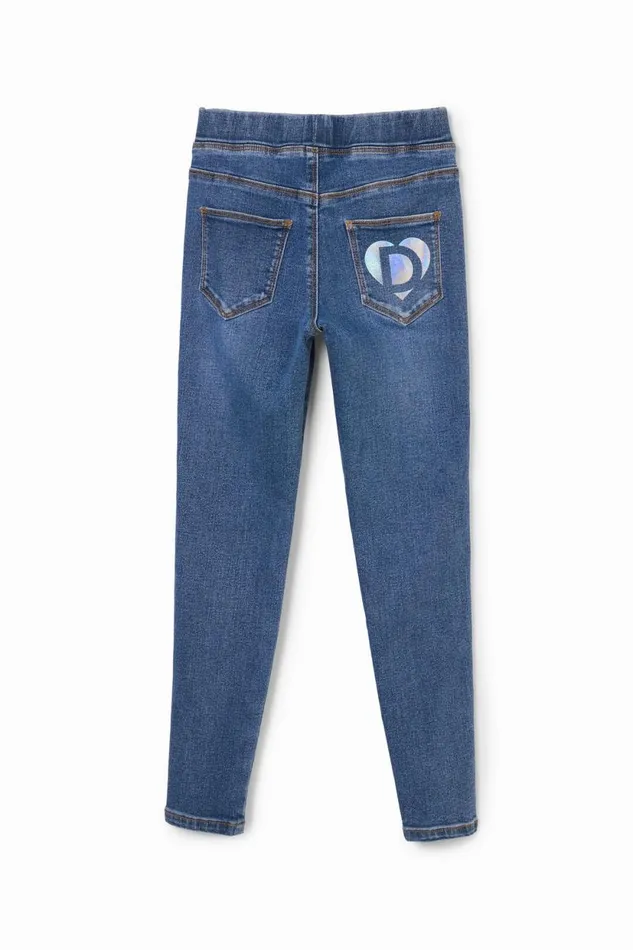 Skirts And Trousers Kids Desigual Elastic Denim Leggings Blue