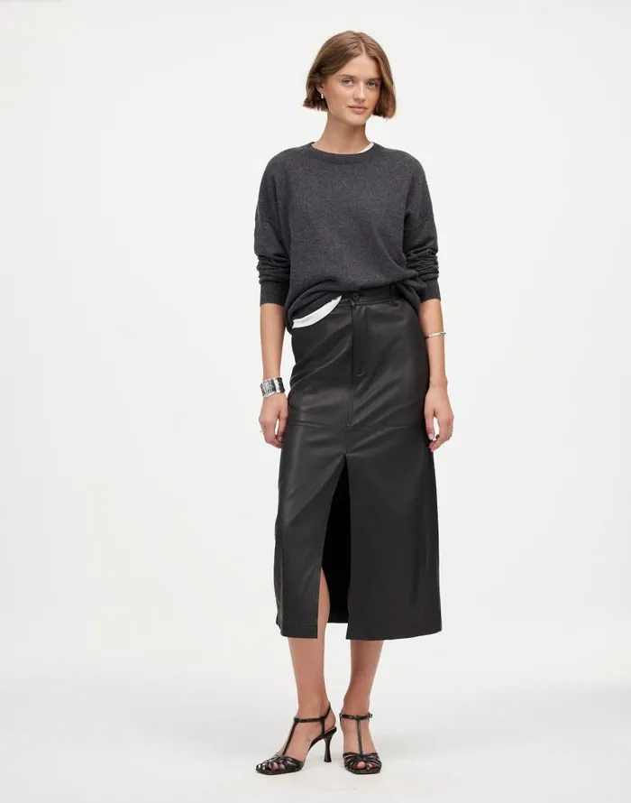 Skirts Women Madewell Leather Midi Skirt True Black