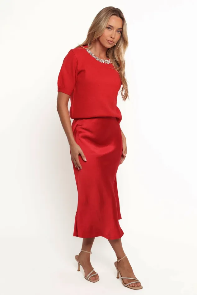 Skirts Women Petal and Pup Karla Midi Skirt Red