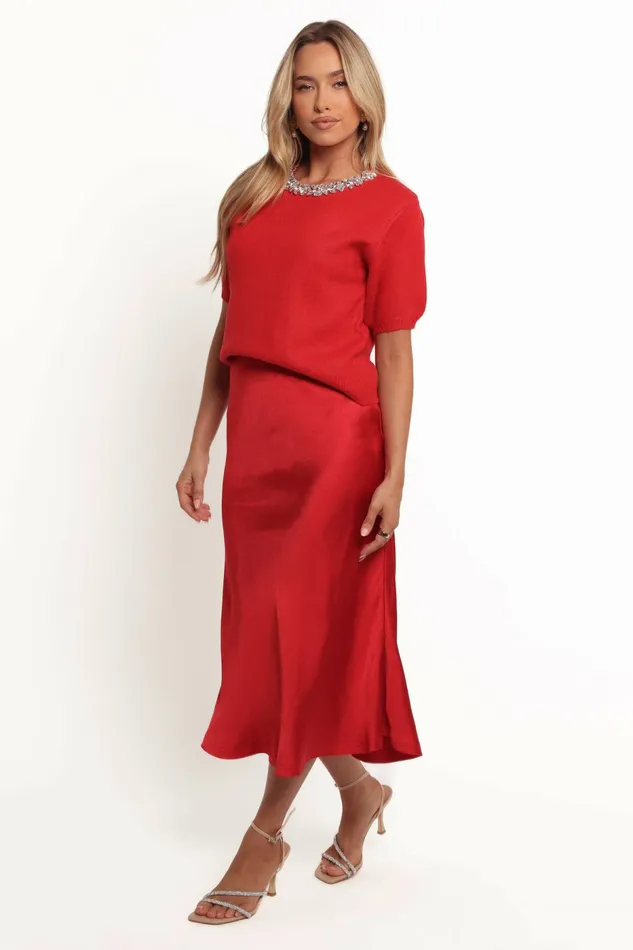Skirts Women Petal and Pup Karla Midi Skirt Red