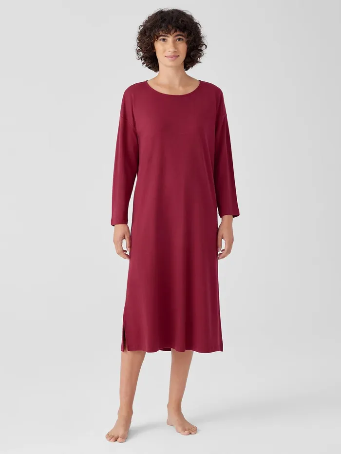 Sleepwear Women Eileen Fisher Organic Cotton Interlock Sleep Dress Cranberry