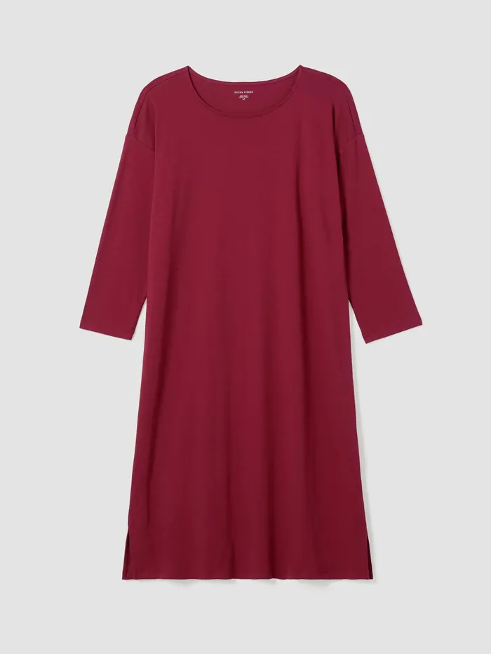 Sleepwear Women Eileen Fisher Organic Cotton Interlock Sleep Dress Cranberry