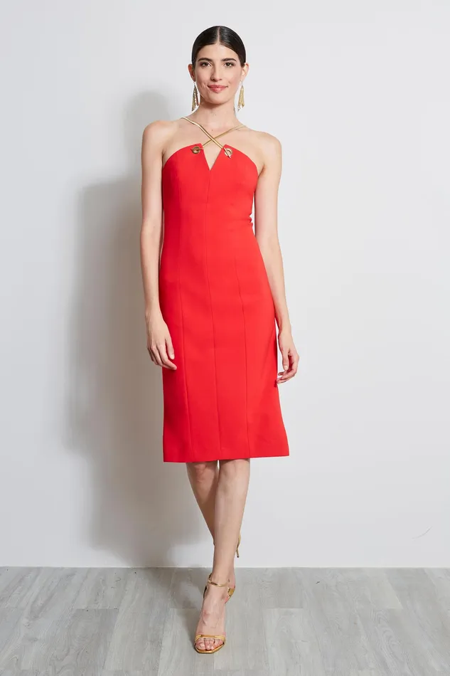 Sleeveless Dresses Women Elie Tahari Chain Dress BLAZE RED