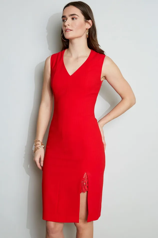 Sleeveless Dresses Women Elie Tahari Lace Slit Dress BERRY