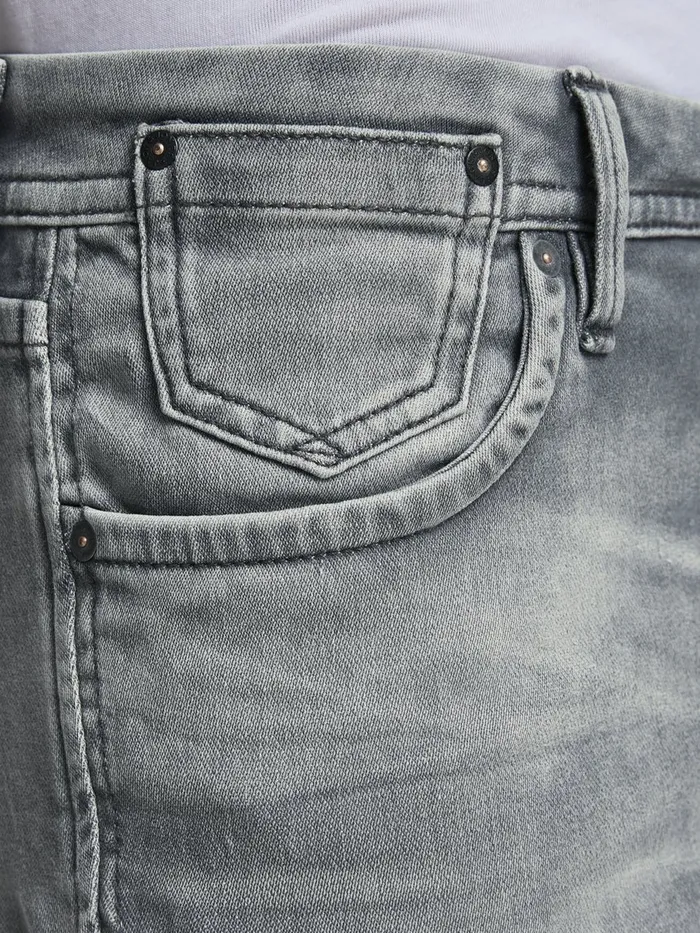 Slim and Straight Jeans JACK and JONES Mens TIM LEON GE 067 INDIGO KNIT SLIMSTRAIGHT FIT JEANS Grey Grey Denim