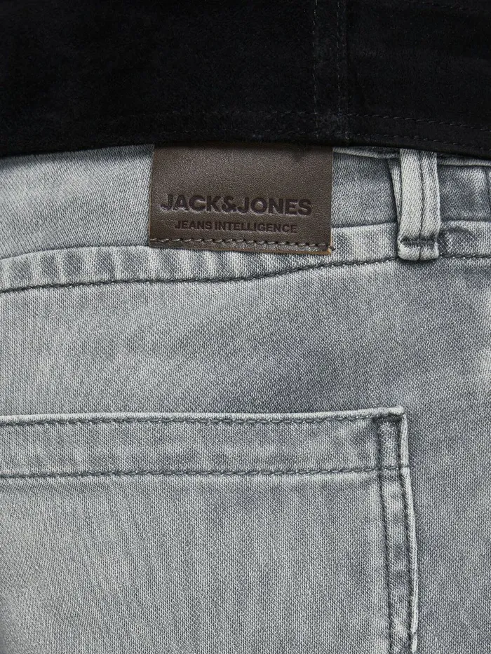 Slim and Straight Jeans JACK and JONES Mens TIM LEON GE 067 INDIGO KNIT SLIMSTRAIGHT FIT JEANS Grey Grey Denim