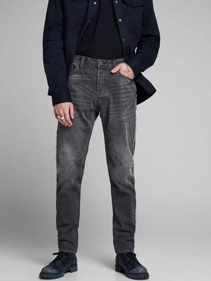 Slim Jeans JACK and JONES Mens FRED ORIGINAL CR 091 TAPERED FIT JEANS Black Black Denim Slim Jeans JACK and JONES Mens FRED ORIGINAL CR 091 TAPERED FIT JEANS Black Black Denim