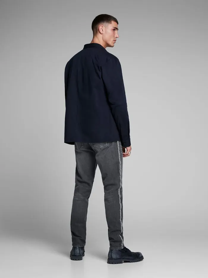 Slim Jeans JACK and JONES Mens FRED ORIGINAL CR 091 TAPERED FIT JEANS Black Black Denim