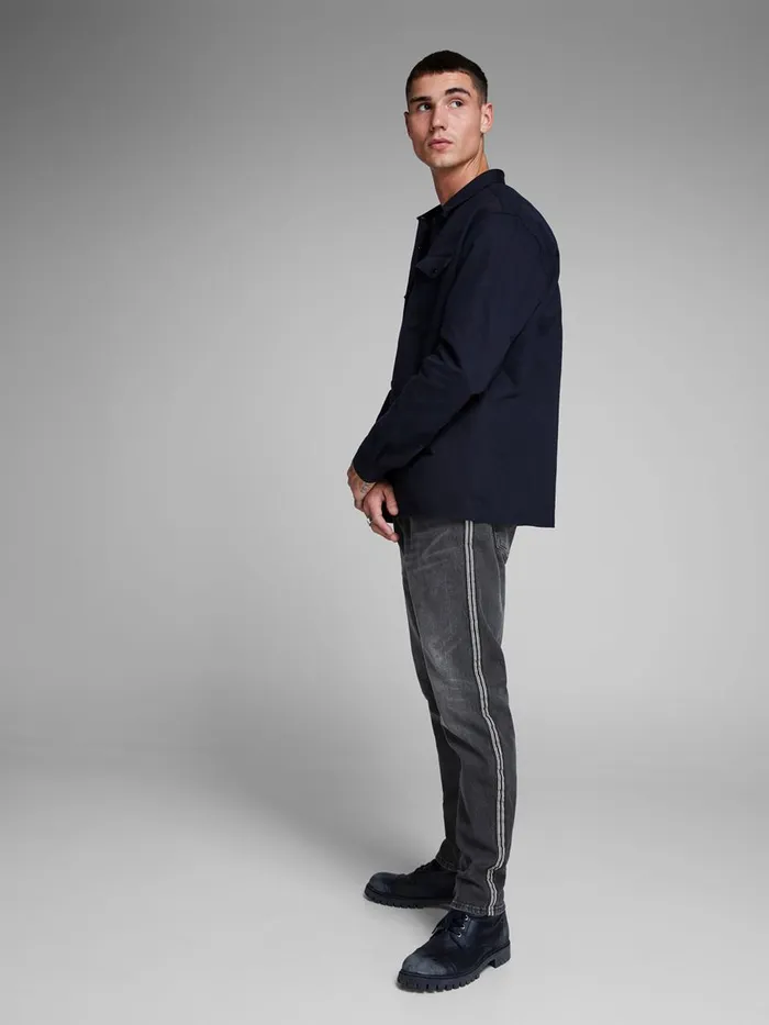 Slim Jeans JACK and JONES Mens FRED ORIGINAL CR 091 TAPERED FIT JEANS Black Black Denim