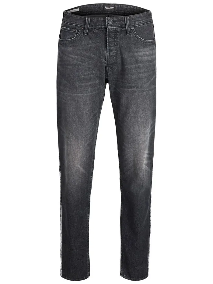 Slim Jeans JACK and JONES Mens FRED ORIGINAL CR 091 TAPERED FIT JEANS Black Black Denim