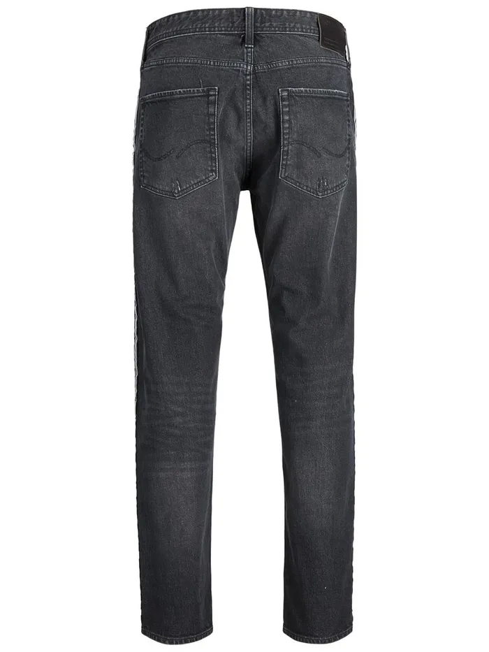Slim Jeans JACK and JONES Mens FRED ORIGINAL CR 091 TAPERED FIT JEANS Black Black Denim
