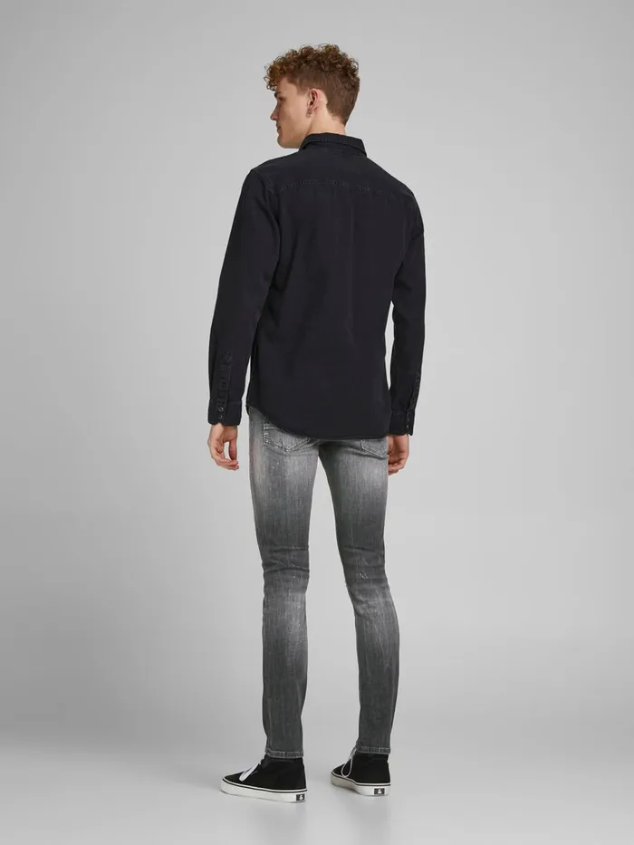 Slim Jeans JACK and JONES Mens GLENN FOX GE SPS SLIM FIT JEANS Grey Black Denim