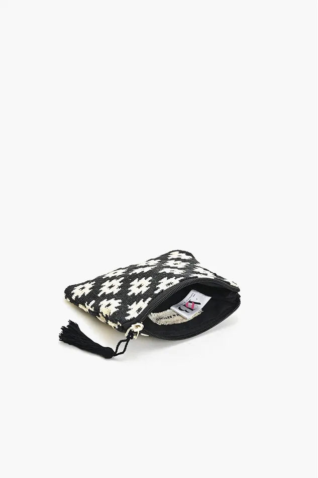 Small Pouches America and Beyond Women Black Handwoven Jacquard Coin Bag